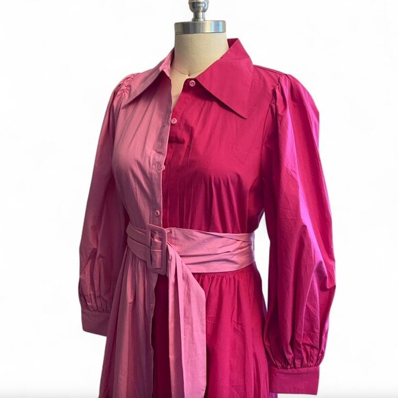 CHRISTOPHER JOHN ROGERS || TWO TONE SHIRT DRESS - Picture 1 of 4